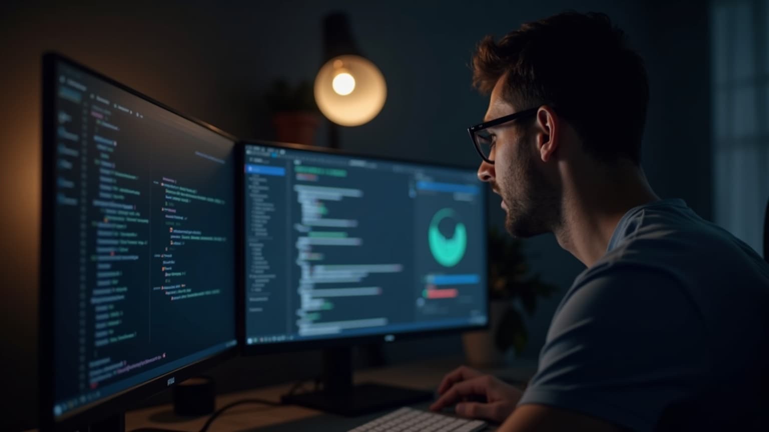 Sviluppatore al lavoro su un'interfaccia web